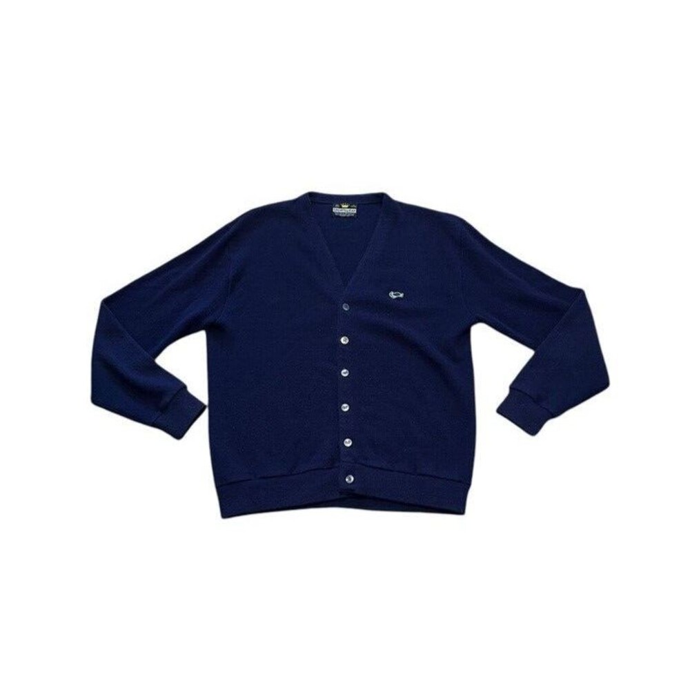 Crown Acrylic Cardigan Sweater Men's Size Large Turtle Grandpa Grunge Vintage